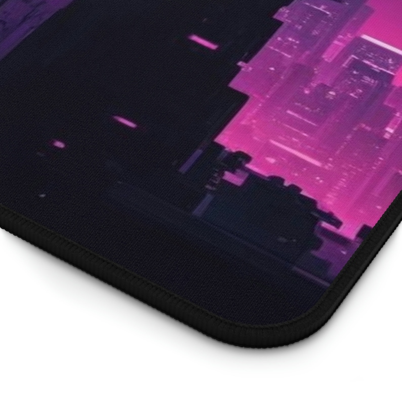 Cyberpunk Los Angeles, Retrowave Mousepad, Gamer Desk Setup, Gaming Mousepad XL, Gaming Desk Mat, Gaming Desk Pad XXL image 5