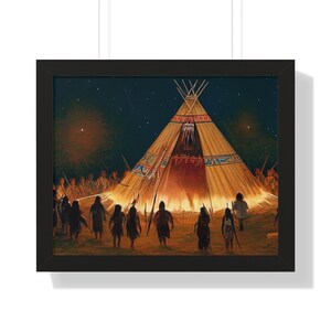 Native American Indian Tipi dansceremonie ingelijste kunst aan de muur afbeelding 5