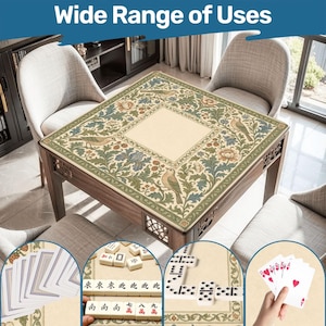 William Morris Inspired Mahjong Mat | Arts and Crafts Thrush & Strawberry Game Mat | Victorian Botanical Non Slip Mat image 8