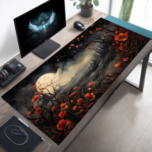 Ténèbres florales celtiques, joli tapis de bureau gothique, clavier esthétique foncé pour la maison ou le bureau, tapis de souris esthétique, tapis de souris mignon
