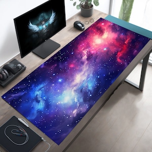 Deep Space Desk Mat, Nebula Mousepad, Galaxy Mouse Pad, Extra Large Gaming Mousemat XXL, Big Deskmat, Giant Desk Pad, Extended Gamer Table