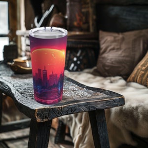 Vaso Cyberpunk, vaso Fantasy Neon City, taza para juegos