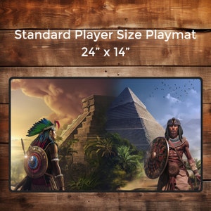 Pyramid Builders Battle - Custom Playmat for Table Top Gamers - DND Playmat, RPG Accessories, CCG Gifts, Card Gamer Gift
