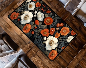 Short Table Runner Featuring Art Nouveau Inspired Floral Display