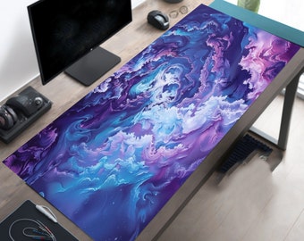 Pastel Purple and Blue Space Gaming Desk Mat Mousepad XL Mouse Pad Desk Pad, Gamer Gift, LED Desk Decor, Gift for Boyfriend