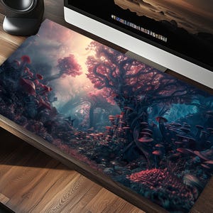 Alfombrilla de ratón para juegos Mushroom Valley Morning Light XL - Tapete de juego TCG para juegos de mesa y cartas coleccionables - Alfombrilla de ratón extragrande