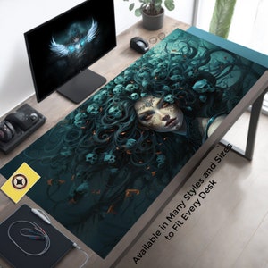 Aquatic Medusa Unique Mythological Desk Decor, Horror Desk Mat, Medusa Mouse Pad, Lofi Desk Mat, Gaming Desk Mat, Gamer Gift