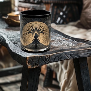 Surreal Forest Full Moon Walk - Artful Mug - Goth Art Mug - Surrealist Art Mug  - 11oz or 15oz Black Ceramic Mug