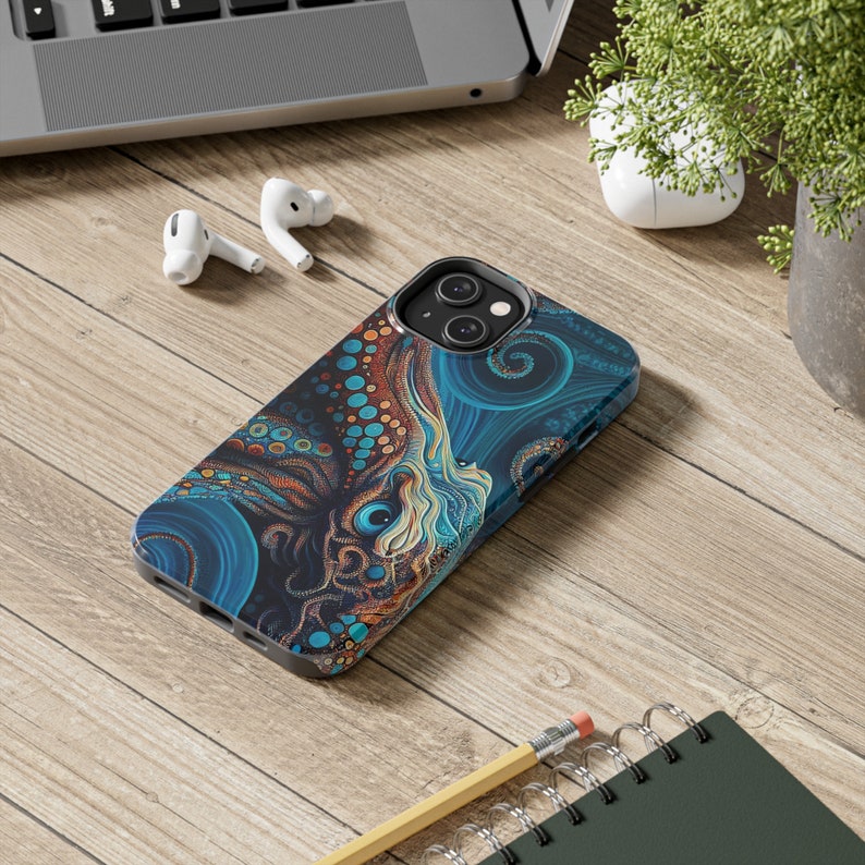 Epic Fantasy Octopus iPhone Tough Case - Blue & Orange Design for Ultimate Protection image 2
