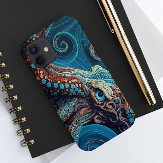 Epic Fantasy Octopus iPhone Tough Case - Blue & Orange Design for Ultimate Protection