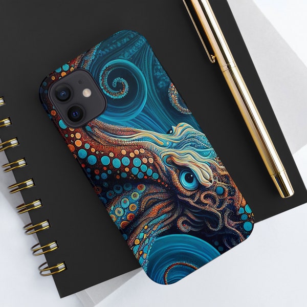 Epic Fantasy Octopus iPhone Tough Case - Blue & Orange Design for Ultimate Protection