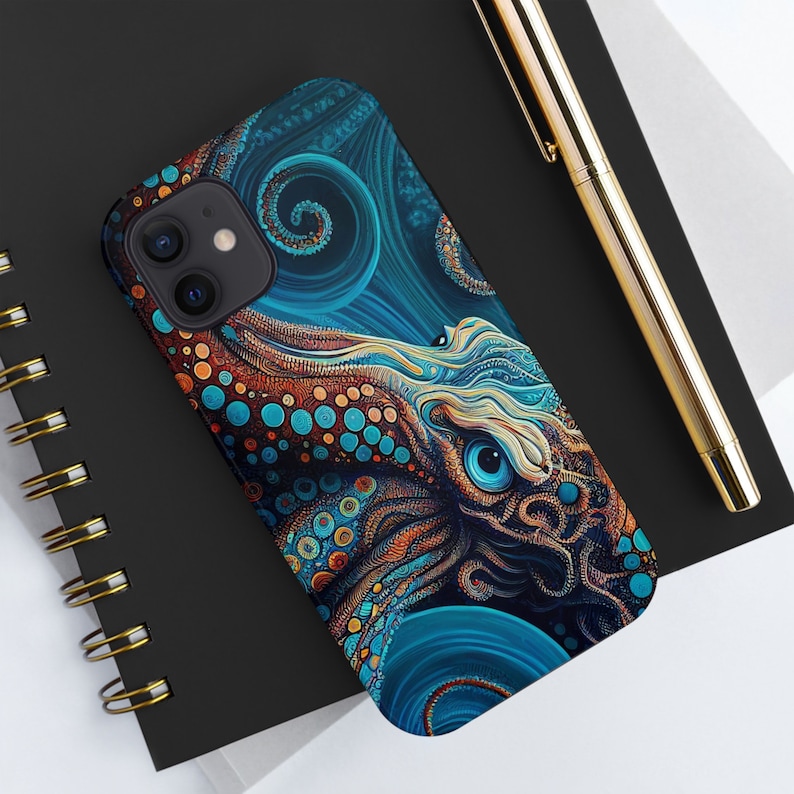 Epic Fantasy Octopus iPhone Tough Case - Blue & Orange Design for Ultimate Protection image 1