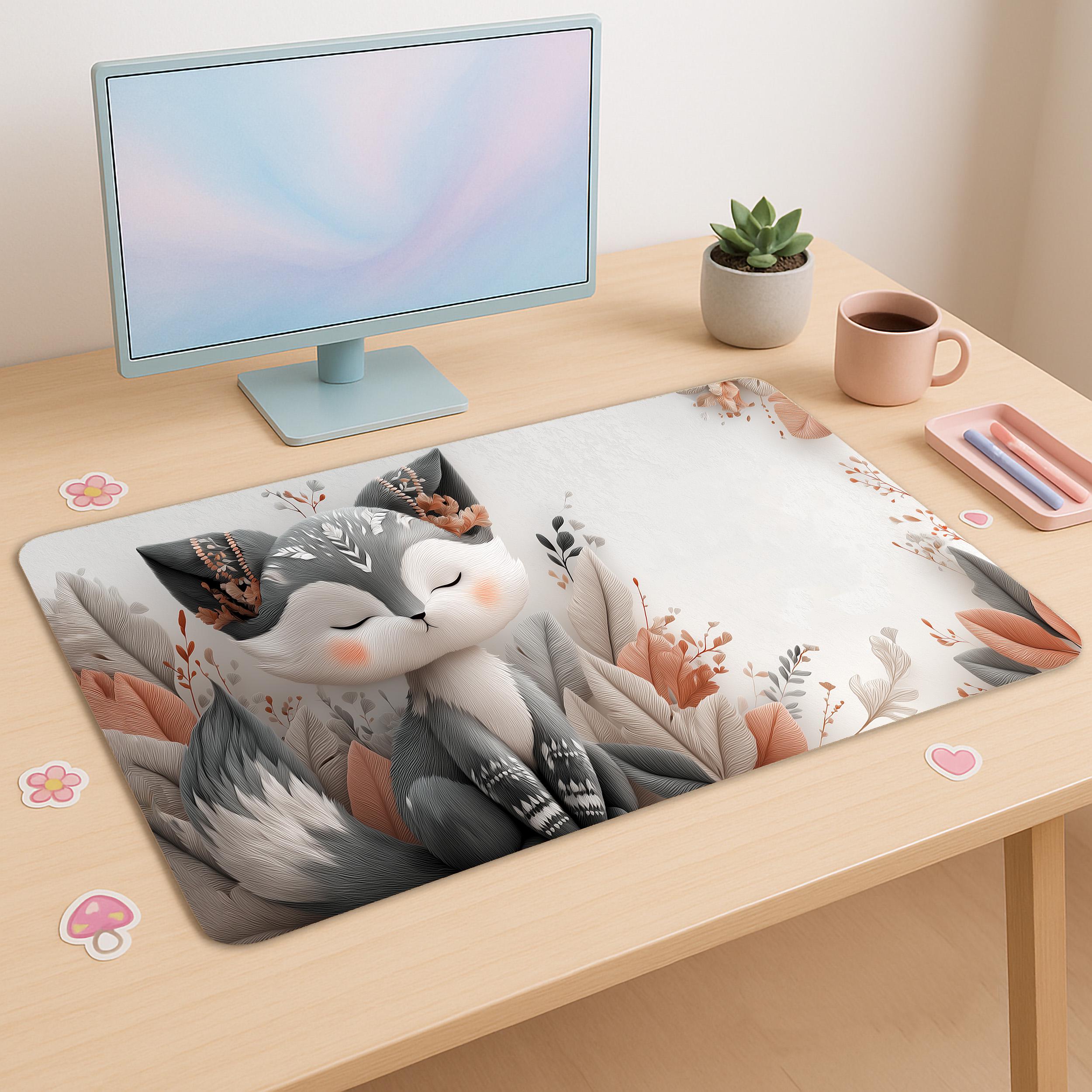 Kawaii Aztec Fox Mousepad – Cute Desk Accessory