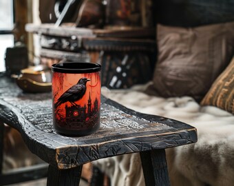 Desolation Crow Mug, Crow Coffee Mug, Goth Mug, Goth Coffee Cup, Gothic Mug, Goth Gifts, 15oz Black Mug