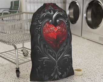Gothic Wäschesack für Schlafsäle oder zu Hause, Reise-Wäschesack mit einem verzierten gotischen Herz