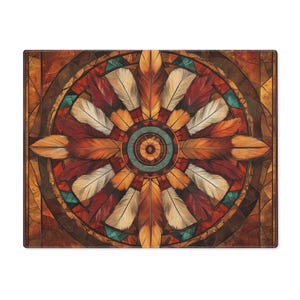 Native American Inspired Feather Art Dining Table Placemat - Tribal Dining and Kitchen Decor - Gift for Wife/Daughter - Southwest Home Decor image 2