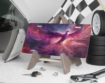 Targa personalizzata in alluminio con motivo fantasy di fenice - Targa anteriore per auto - Targa per camion - Targa per auto