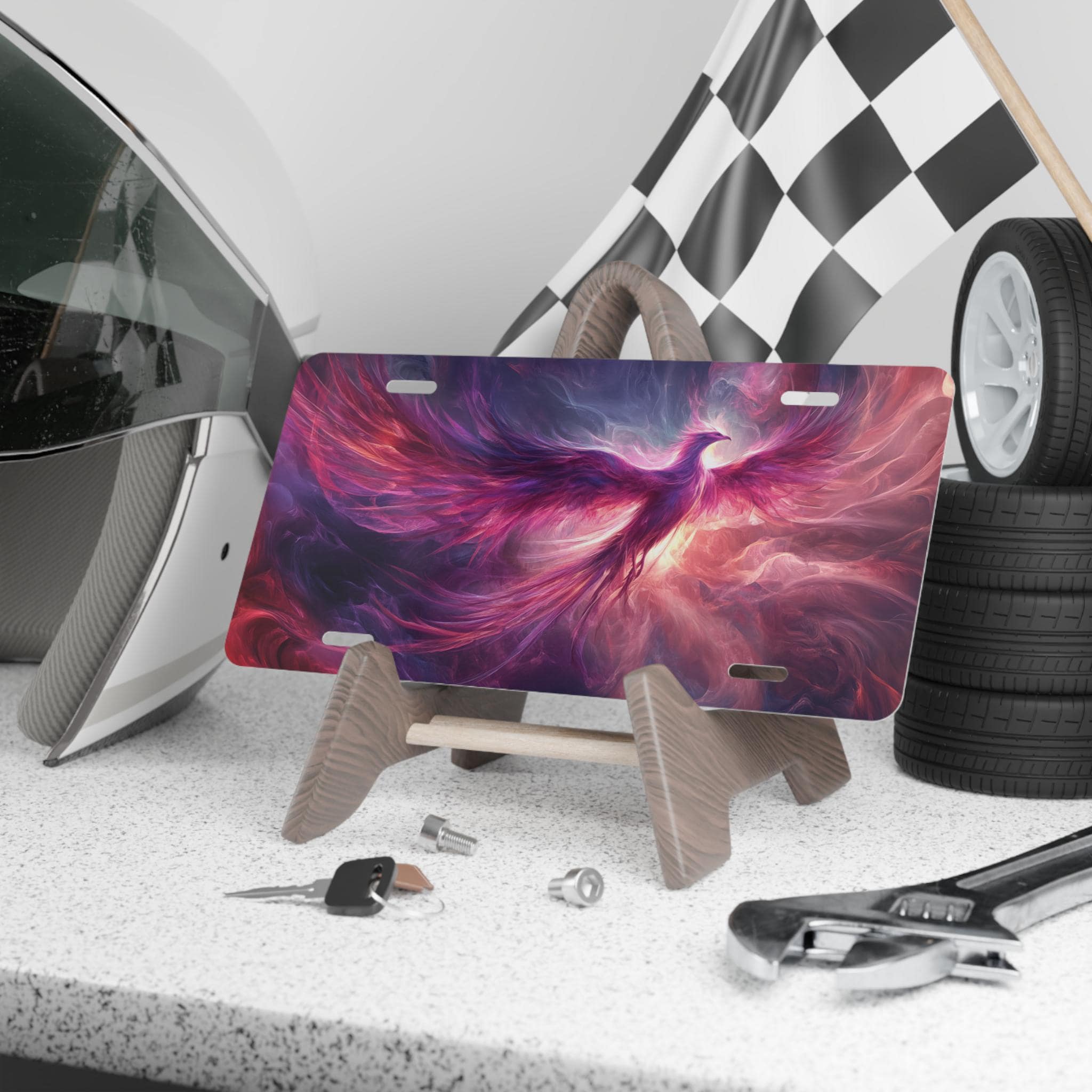 Vanity License Plate Made of Aluminum Featuring Fantasy Phoenix