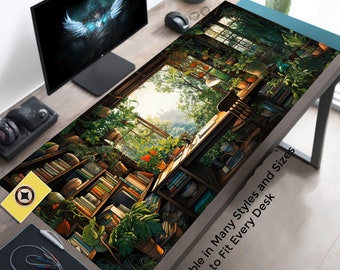 Plant Lovers Cute Desk Mat, Plant Mouse Pad, Green Mousepad, Kawaii Desk Mat, Lofi Desk Mat, Anime Mousepad, Plant Desk Mat