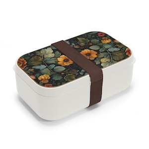 Cute Floral Lunch Box for Girls - Old World Style Cottagecore Flowers - Back to School Essential - Lunchbox - Bento Box - Meal Container