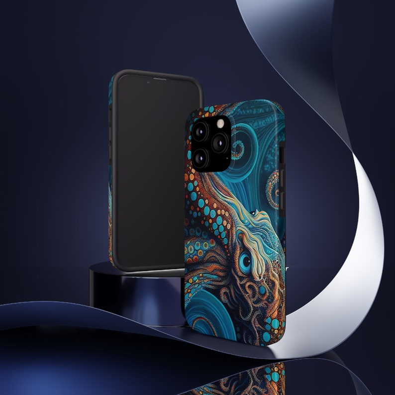 Epic Fantasy Octopus iPhone Tough Case - Blue & Orange Design for Ultimate Protection image 7