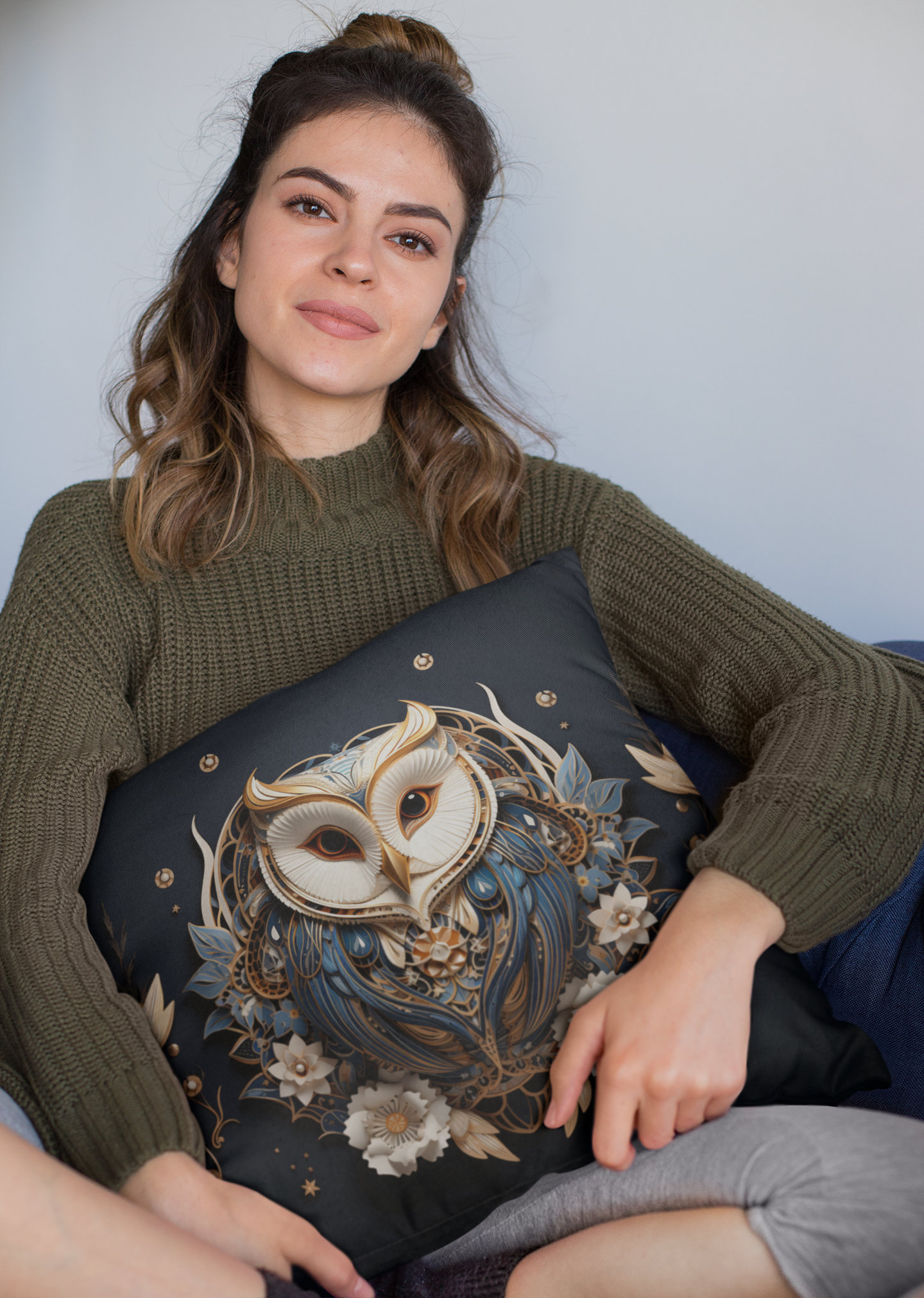 Art Deco Inspired Barn Owl Pillow, Goth Throw Pillow, Goth Accent Pillow, Goth Home Decor, Goth Livi