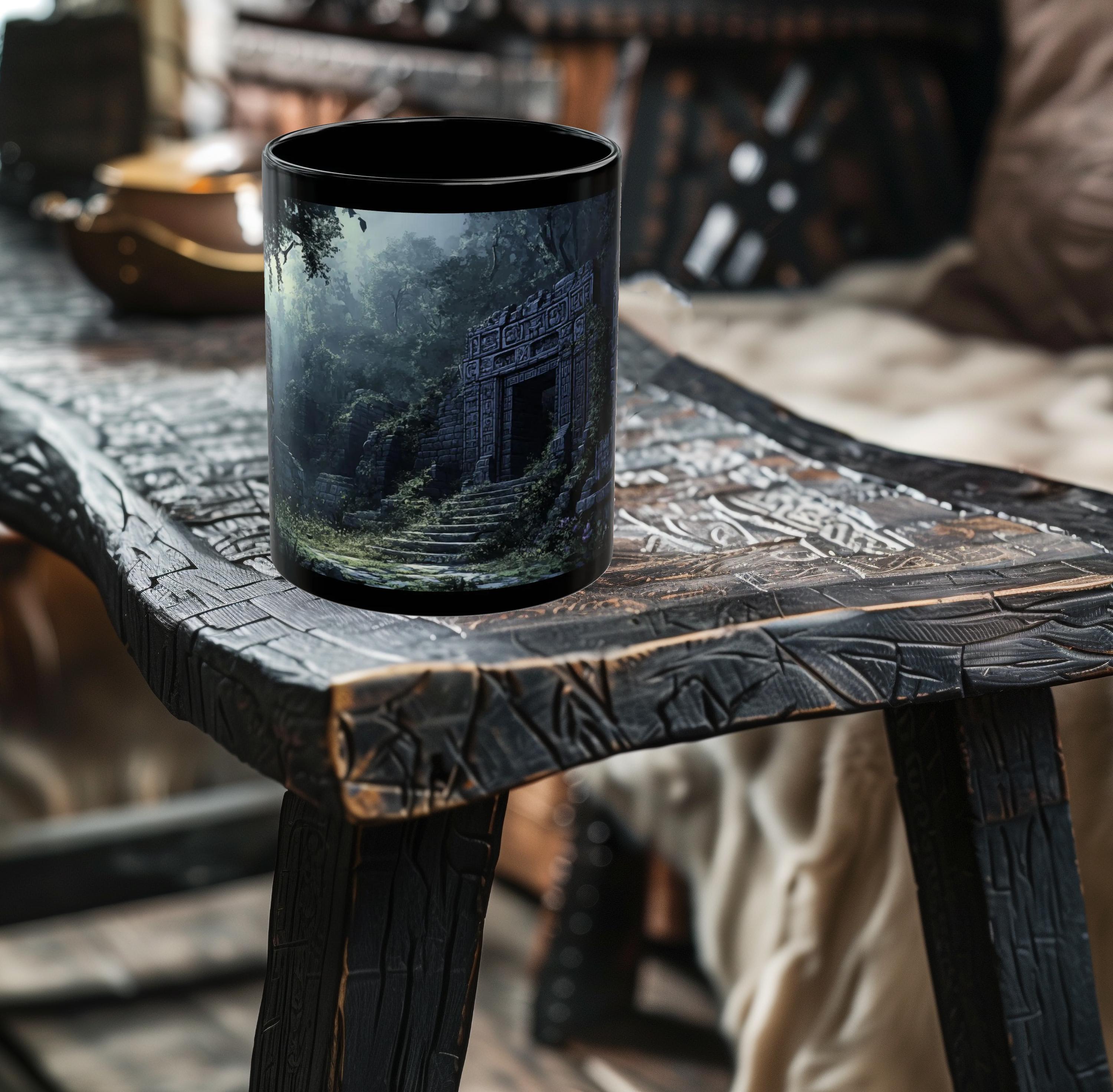 Forgotten Aztec Ruins Ceramic Mug, Black, 11oz or 15oz