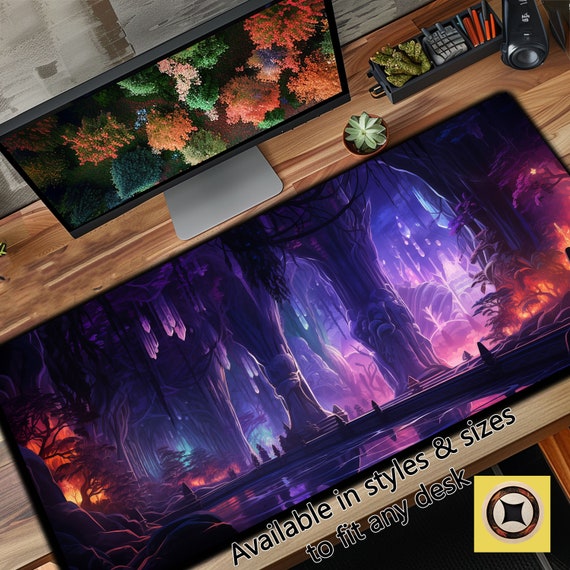 Enchanted Caverns Desk Mat Mousepad, Mystic Desk Decor, Magical Mouse Pad, Mood Calming Keyboard Mat, Computer Desk Pad