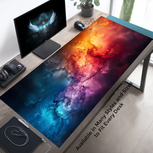 Vibrant Deep Space Nebula Mousepad XL, Gaming Mouse Pad, Space Playmat MTG, DND Play Mat, Gamer Gift, Game Table Decor, Space Office Decor