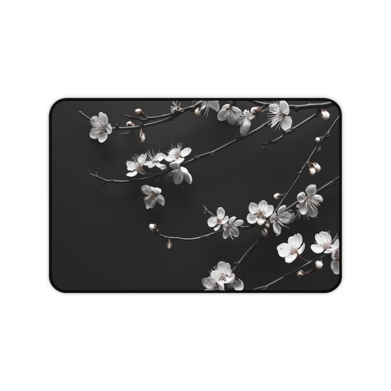 Sakura Desk Mat, Minimalist Desk Pad, Black Desk Decor, Aesthetic Mousepad, Simple Mouse Pad, Cute Computer Pad, Gift for Wife Bild 5