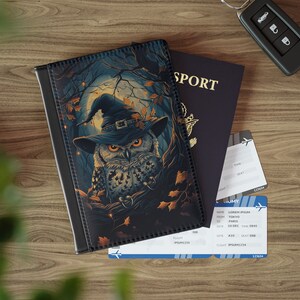Witch Owl Passport Cover, Witchy Passport Wallet, Passport Case, Dark Academia Passport Wallet