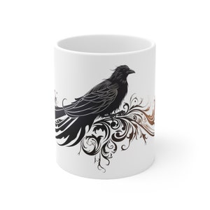 Gothic Raven Mug, Goth Raven Coffee Cup, Goth Mug, Raven Coffee Cup, 11oz Ceramic Coffee Mug, 11oz Ceramic Mug