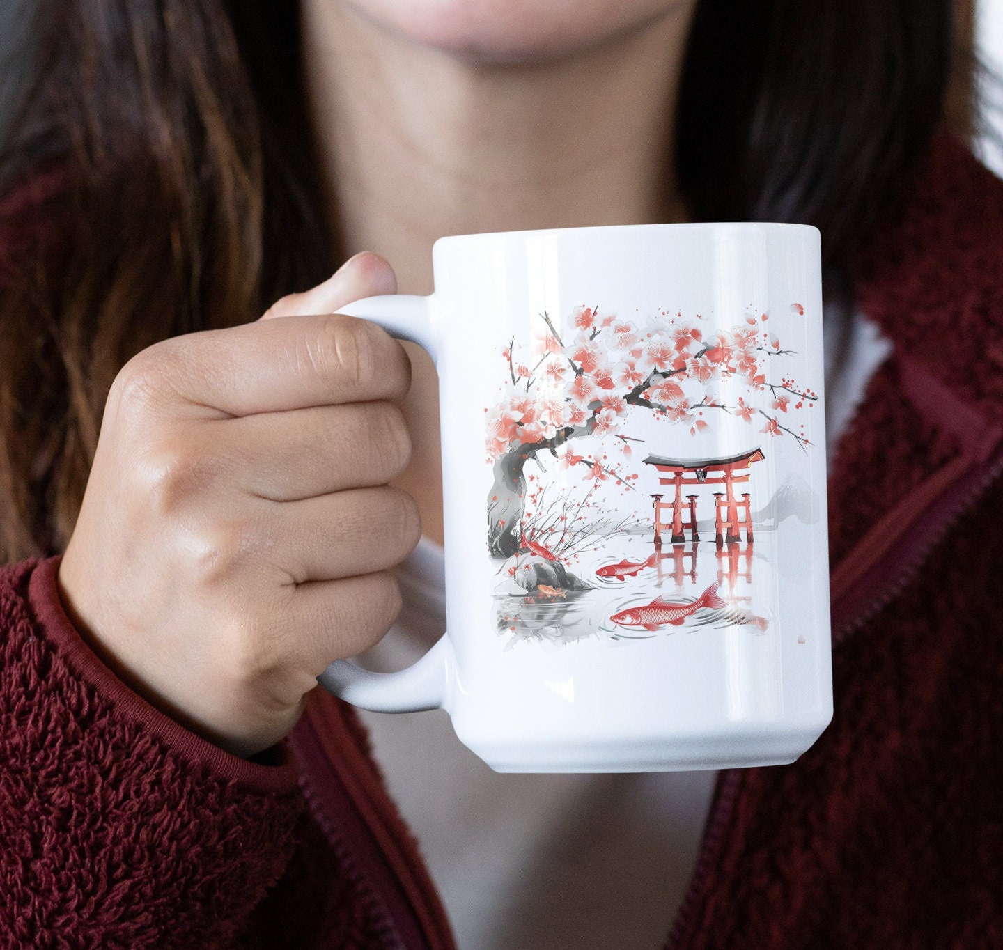 Lovely Japanese Serenity Coffee Mug, Tori, Sakura, Koi Fish Coffee Mug, Japan Cup, Japanese Mug, 11oz or 15oz Ceramic Mug - Etsy Lovely Japanese Serenity Coffee Mug, Tori, Sakura, Koi Fish Coffee Mug, Japan Cup, Japanese Mug, 11oz or 15oz Ceramic Mug - Etsy