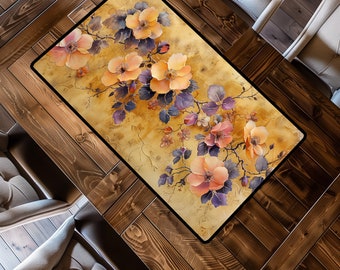Short Table Runner Featuring Art Nouveau Inspired Flowers