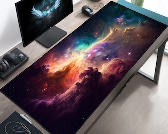 Space Desk Mat, Gaming Mousepad XL, Space Mouse Pad XXL, Cosmic Desk Pad, Cosmos Deskpad, Nebula Deskmat, Gamer Desk Setup