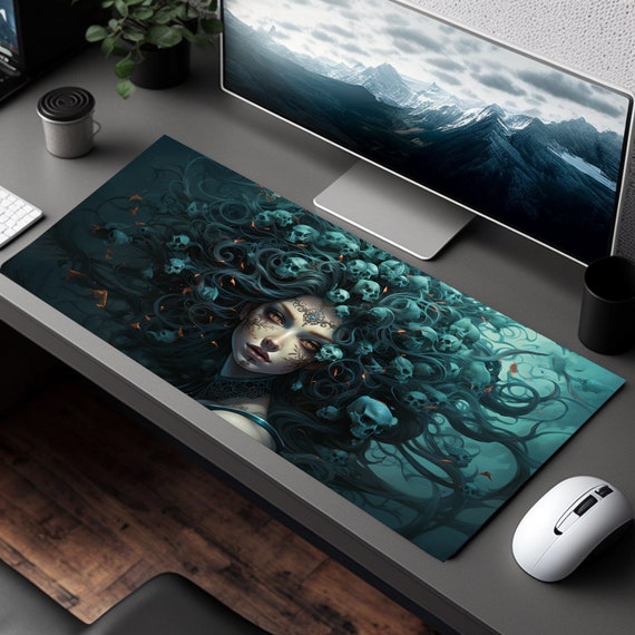 Aquatic Medusa Unique Mythological Desk Decor, Horror Desk Mat