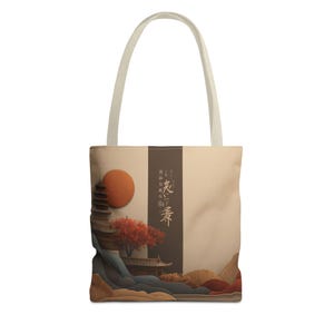 Serene Japanese Landscape Tote Bag, Artistic Carryall, Nature-Inspired Shopper, Perfect for Travel, Gifts for Art Lovers