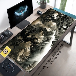 Scary Forest Desk Mat, Gothic Desk Decor, Goth Desk Pad, Goth Forest Deskmat, Oversized Mouse Pad, Extended Mousepad XL, Gaming Playmat