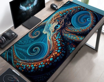 Large Mouse Pad, Dazzling Octopus Large Desk Mat, XL Desk Pad, Cute Mousepad, Aesthetic Desk Protector, Kawaii Deskmat