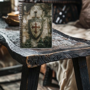 Ruled Lined Notebook - Medieval Knights Shield and Sword Art - Medieval Journal - Gamer Journal - Gift for TCG Gamer