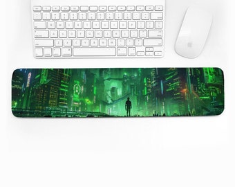 Cyberpunk Neon Green Keyboard Wrist Rest, 1/2" Thick Neoprene Soft Ergonomic Wrist Rest