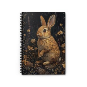Dark Cottagecore Bunny Rabbit Personal Ruled Line Notebook - Useful as Personal Journal or Diary or For Notes or Grocery Lists image 5