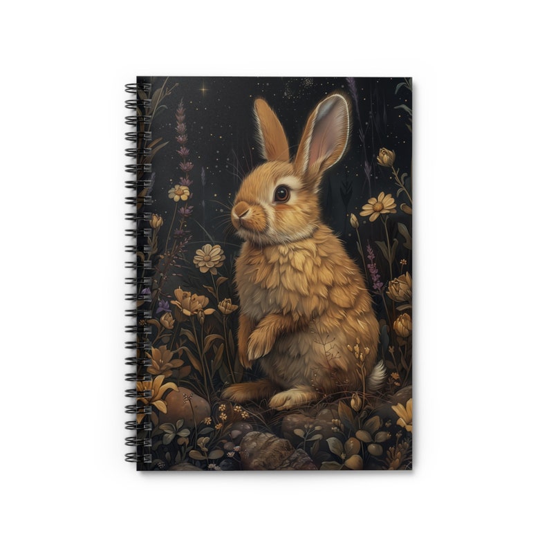 Dark Cottagecore Bunny Rabbit Personal Ruled Line Notebook - Useful as Personal Journal or Diary or For Notes or Grocery Lists image 5