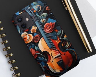 Music Lovers Guitar iPhone Case, Musical iPhone Tough Case, iPhone Cover, iPhone Protector for iPhone 7 and Above, Floral iPhone Case