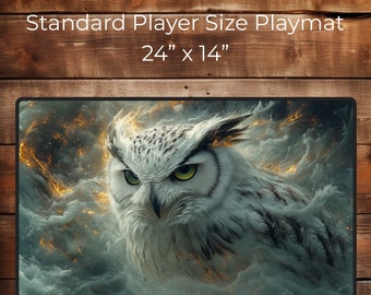 Etherflame Owl - TCG Gaming Playmat for PC or Table Top Gamers - rpg Gaming Mat - Gamer Gifts - Fantasy Owl Game Table Decor