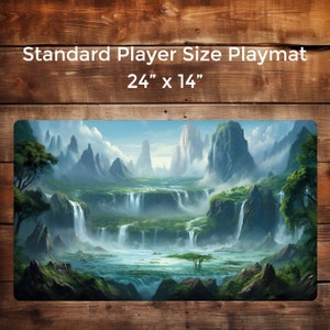 Island Cascades - 24"X14" Custom Table Top Gaming Playmat ,   Playmat