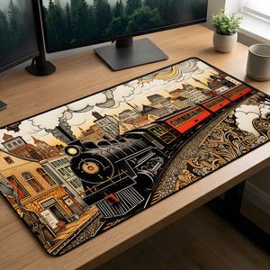 Nostalgic Train Art Desk Mat