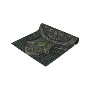 Celtic Green Patterned Polyester Table Runner - 2 Size Options - Floral Art Dining Decor - Kitchen Accessory - Table Decor image 4