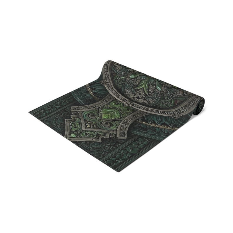 Celtic Green Patterned Polyester Table Runner - 2 Size Options - Floral Art Dining Decor - Kitchen Accessory - Table Decor image 4