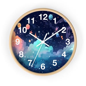 Pastel Anime Space Art Clock - Space Wall Clock - Anime Inspired Wall Clock - Gift for New Home - Clock for Home, Office, Dorm or Classroom